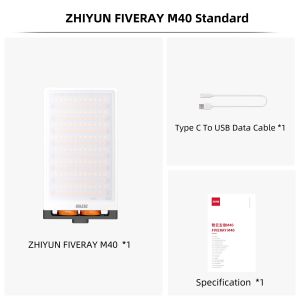ZHIYUN FIVERAY M40 Powerful Pocket Light Portable Pocket Professional Photography Fill Light Outdoor Handheld Shooting Soft Light Indoor Desktop Fill LED Constant Light For Portrait Photography
