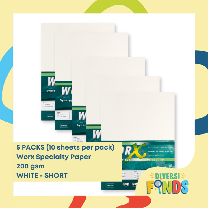 5 PACKS Worx Specialty / Board Certificate Paper 200gsm White / Pale ...