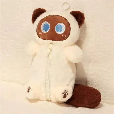 Tempat Pensil make up dll Boneka Kucing Siam Boneka Hewan Kapasitas Besar Multifungsi Desain Lucuu