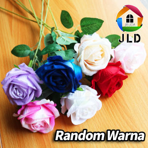 Bunga Mawar Hias Palsu Bunga Mawar Tangkai Buatan Artificial Flower Mini Rose Dekorasi Rumah DZMG