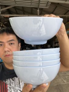 (5ใบ)ชามเมลามีน ชามโคม ขนาด 7 นิ้ว ชามก๋วยเตี๋ยว ถ้วยเมลามีน สีฟ้า blue melamine bowl ออกใบกำกับภาษีได้ ทนความร้อน100องศา