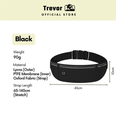 TREVOR Slim Waist Pouch – Travel Running Belt Bag Water Repellent Anti Slip Reflective Strip Sport Beg Pinggang