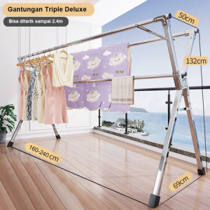 Jemuran Baju Lipat  Pakaian Tiang  Dapat Dilipat / Anti Karat Kuat/rak  pakaian/Cloth drying rack