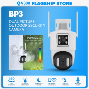 V380 BP3 CCTV Camera Dual Lens HD 4MP Wireless Outdoor waterproof wifi connect 360 rotation ultra wide angle lens Security Cameras IP Camera Full Color Night Vision With Two-Way Audio AI motion detector