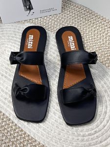 RD648 New Arrival Minimalist Open-Toe Flat Slides with Twin Knotted Bands