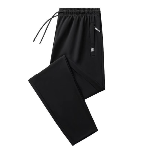 Z1BEE 2025 Men Ice Silk Joggers Pants Straight Wide Leg Casual Running Sports Thin Loose Basic Plus Size Black Grey