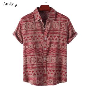 Vintage Style Summer Fashion Tribal Totem Print Hawaiian Mens Short Sleeve Shirts Street Casual Shirts For Men