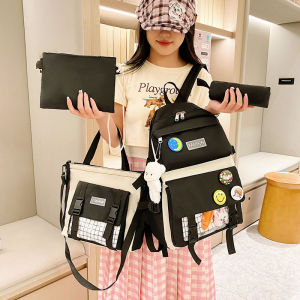 4 in 1 School Bag For Girl Waterproof Bagpack For Kids Large Capacity Children Backpack Set Cute 31x44x14 cm