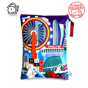 FLOCK THREE Reusable 42cm x 32cm Wet Bag Organizer Gifts Diaper Bag for Swimming Water Resistant Bag Travel Toiletries Pouch Yoga Gym Wet Bags for Wet Clothes 42cm x 32cm