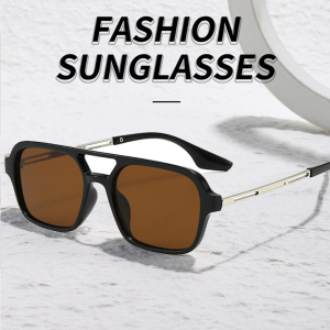 2025 cầu đôi kính mát khung vuông cho phụ nữ Shades cho nam giới UV 400 bảo vệ cổ điển Kính mát cho nam khung kim loại