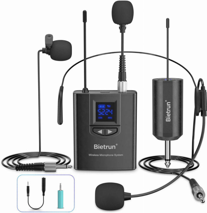 Bietrun UHF Wireless Microphone System Lavalier Lapel Mic Headset