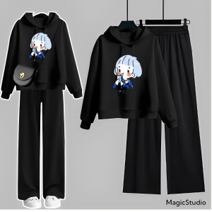 JOY Setelan Celana Kulot Dan Hoodie Drink Tea