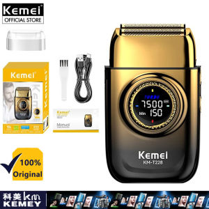 Kemei KM-T228 Dual Floating Head Electric Shaver Portable Electric Shaver Power Motor Smart Touch Mens Grooming Shaver