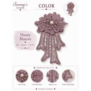 7x14cm Dusty Mauve Pearl Embroidery Lace Flower Applique DIY Sewing Patch Floral Lace Motif Dress Craft Decor