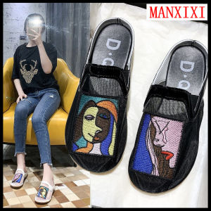 Dép Phong Cách Đường Phố INS Thương Hiệu MANXIXI Xăng Đan La Đế Bằng Đi Chơi Trong Suốt Họa Tiết Graffiti Đẹp Thời Trang Dành Cho Nữ (Cỡ 35-40)