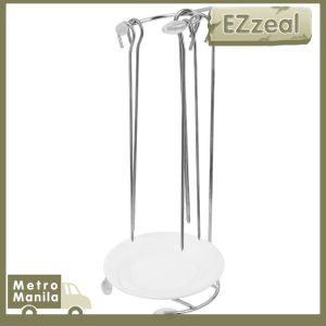 1set Vertical Stainless Steel Bbq Skewers Rack With 5pcs Needles Grilling Skewers For Meat Vegetable