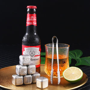 shanshop888 Stainless Steel Ice Cubes 6pcs w/ ice clip