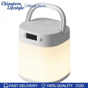 Portable Breastfeeding Night Lamp with Clock Touch Cordless Table Lamp Rechargeable for Kids Bedroom Living Room Home