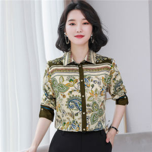 Casual Retro Lapel Shirt Tops For Womens Clothes New Fashion Long Sleeve Blouse
