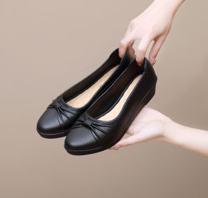 In-Stock Solid Color Breathable Wedge Casual Shoes WomenS Closed-Toe Shoes Spring And Autumn Fashion Low-Top WomenS Shoes