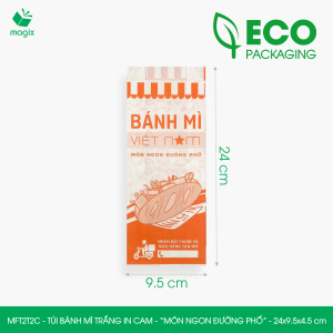 MFT2T2C - 24x9.5x4.5 cm - 100 túi giấy đựng bánh mì túi đựng thức ăn mang đi túi take away
