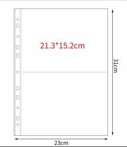 A4 5pcs/pack 2-Pocket Sleeves 11 Holes Gaming Trading Card Album Binder Inners Pages No PVC Acid-free
