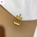 Korea 24K Gold-plated Copper Abacus Pendant Necklace for a Lifetime (1314) Necklace Set Female. 