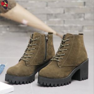 Katerina Fashion Korean Plain Ankle Zipper Boots Shoes Heeled For Women #K-5