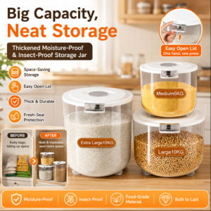 Airtight Rice Container Food Grade Rice Storage Bin Large Capacity Kitchen Storage Organizer Household Rice Bucket