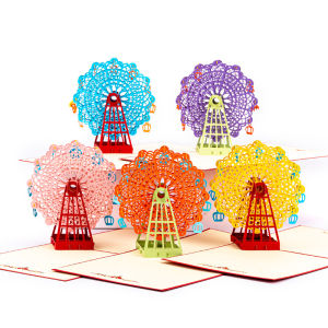 3D Pop Up It Ferris Wheel New Year Thank You Cards Greeting Invitation Card Birthday Postcards For Creative Gifts Boy Girlfriend