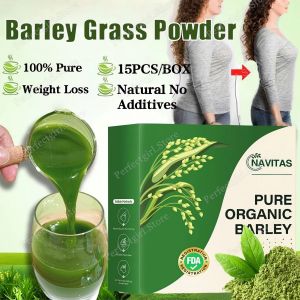 Barley Grass Powder Original 100% Pure And Natural Detox Slimming Drink Organic Weight Loss Barley Flour Pure Bowel Barley Low Carbon Natural Without Additives Cleans The Liver And Lowers Cholesterol Brightens The Skin And Fights Acne 15 Pcs/Box