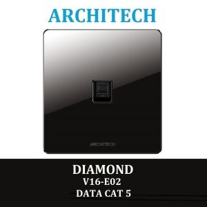 Architech Diamond V16-E02 Black Stop Kontak/JACK Data Cat5 - Black