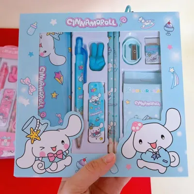 Kotak Pensil Anak Set 7 in 1 Stationery Untuk Hadiah Anak Sekolah Sanrio / Alat Tulis Set Kotak Pensil Karakter Kuromi Murah Lucu