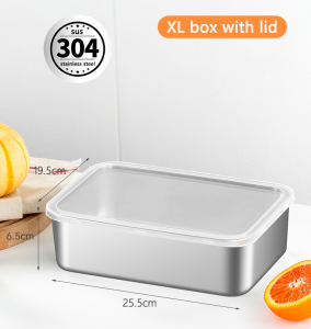 Goldstar 304 Stainless Steel Japanese Style Tray Food Storage Box With Lid Household Fresh-Keeping Box Tray Food Trays