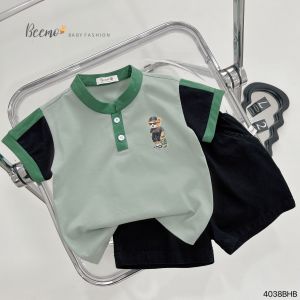 BE151 Set bộ áo thun quần đùi BEEMO quần áo cho bé trai đi chơi đi học phong cách Hàn Quốc