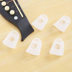 Seeko 5pcs Silicone Non-slip Finger Guards Guitar Fingertip Protector Fingerstall Guitar Press Accessories