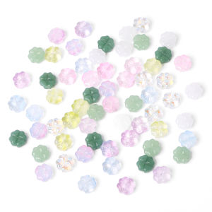 20pcs 10x10mm Glass Flower Shaped Beads Glass Four Leaf Clover Beads for Jewelry Making Bracelet Supplies DIY Handmade Necklace Accessories