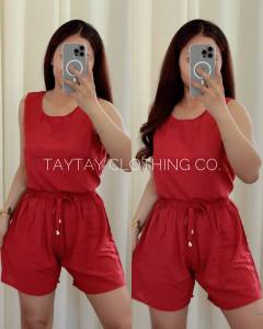 Plain Challis Sando Sleeveless Top and Shorts Terno Set for Women - Fits up to XL