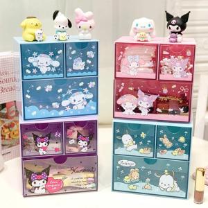 Christmas Gift Halloween Sanrio Kawaii Hello Kitty Desktop Drawer Box My Melody Cinnamoroll Anime Cartoon Ins Transparent Classification Organization Box