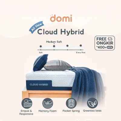 Domi Cloud Hybrid Mattress 31cm / Kasur Pocket Spring Green Tea Latex / Open-Cell Memory Foam