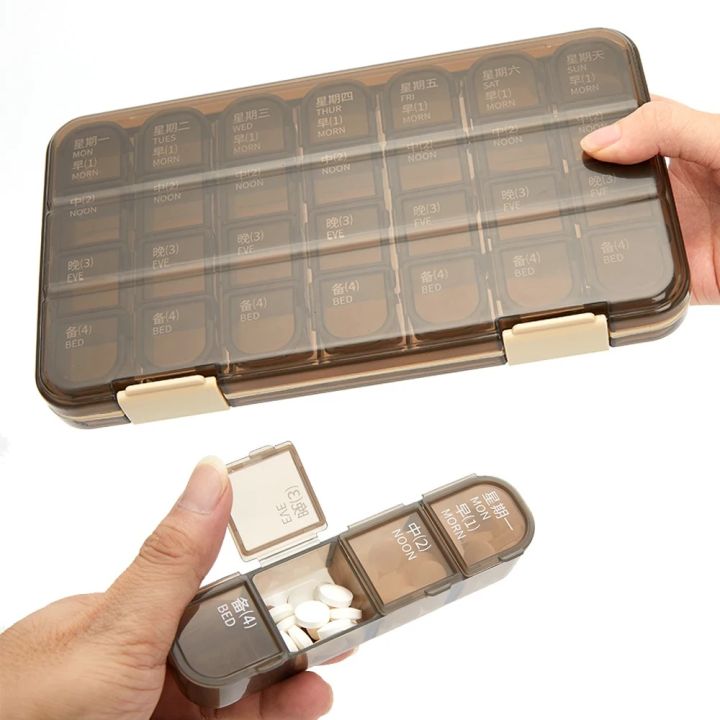 7 Day Pill Box Large Daily Pill Cases Organizers Weekly Pill Container ...