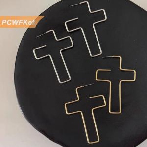 【PCWFKef】 New Kim Loại Chéo Bông Tai Cho Phụ Nữ Thời Trang Drop Hoop Bông Tai Đảng Đồ Trang Sức Quà Tặng