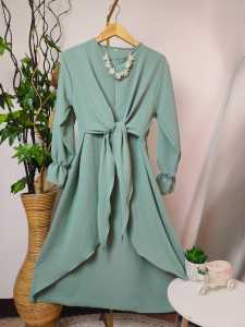 LONG TUNIK WANITA KOREAN STYLE CRINKLE /ELENA LONG TUNIK REMAJA AKSEN TALI AIRFLOW