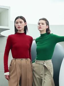 This Autumn Semi-High-Neck Long-Sleeved Sweater Is A Versatile And Slimming Top For Women It Is A Simple Knitted Base Layer  MY0-1236TM3002-B