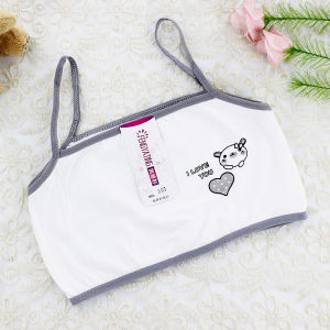 YF 6-14 years old Kids Bra For Girl teens bralette tops Cotton cute cartoon print student girl half sling vest underwear tube top FY