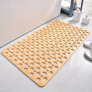 1pc Bathroom Non-Slip Mat With Suction Cup 43x75cm Bath Rug Shower Mat Round Hole Design Bathroom Massage Ring Quick Drain2026