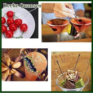 Deeke 4pcs thép không gỉ Cocktail Gậy trái cây tái sử dụng uống Martini Picks