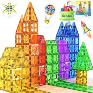 60 PCS Magnetic Building Tiles Kids Toys STEM Magnetic Blocks Sensory Toys Kids Games Magnet Building Toy for Boys and Girls Aged 3  Kid Brain Development Preschool Kindergarten Toddler Toy