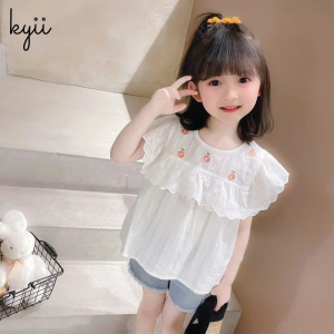KYII Girl Summer children shirt Versatile short sleeve Top ky22131