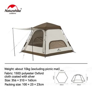 Tenda Camping Otomatis Naturehike CNH22ZP007 3-4P Hexagon Auto Tent Automatic Piknik Glamping Tenda Keluarga Family 4 Orang